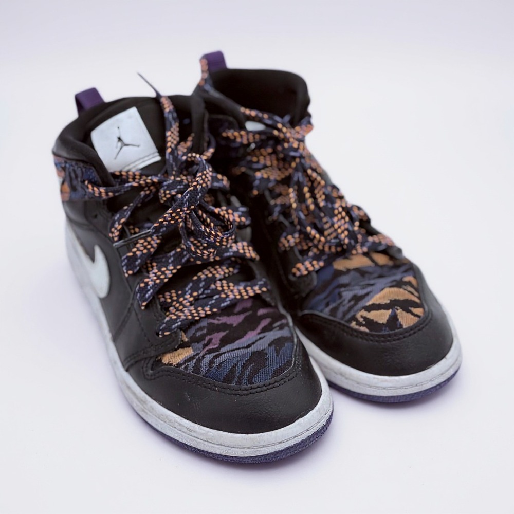 Nike Air Jordan Boy's 13C  1 Mid SE Tiger Print GS AV173-005
